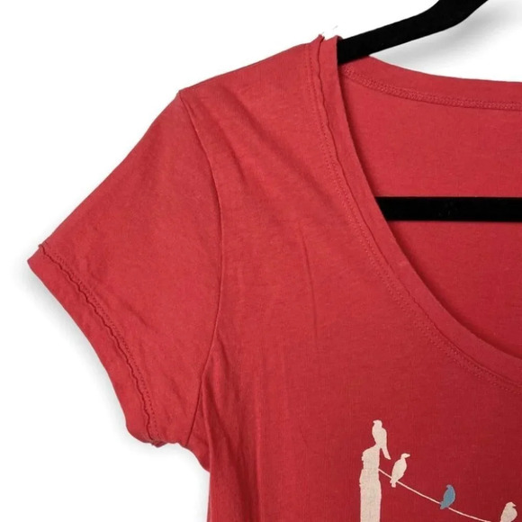 Columbia Pink Short Sleeve Tee Shirt Birds on Wire  Graphic - Picture 5 of 8